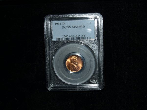 1942-D Wheat Penny in MS66 RD PCGS