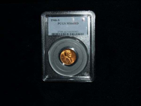 1946-S Wheat Penny in MS66 RD PCGS