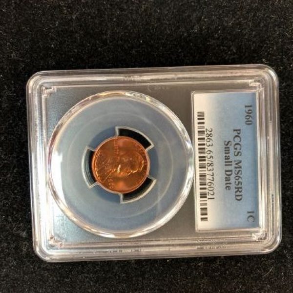 1960 Small Date Wheat Penny in MS65 RD PCGS