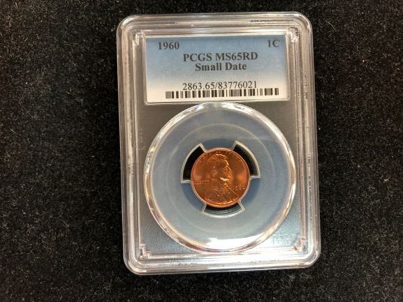 1960 Small Date Wheat Penny in MS65 RD PCGS