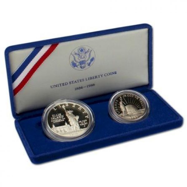 1986 Statue of Liberty Proof Commemorative 2 Coin Set