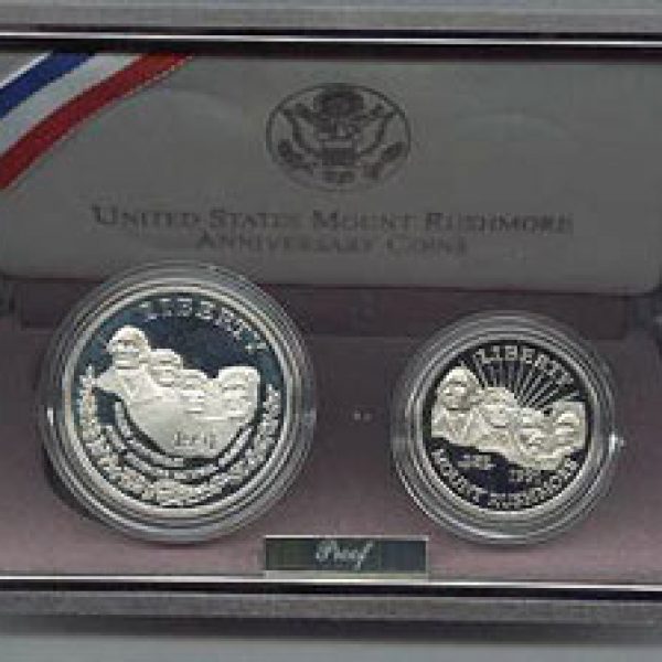 1991 Mt. Rushmore Proof Commemorative 2 Coin Set