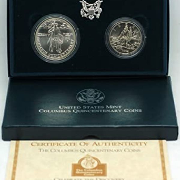1992 Columbus Uncirculated Commemorative 2 Coin Set