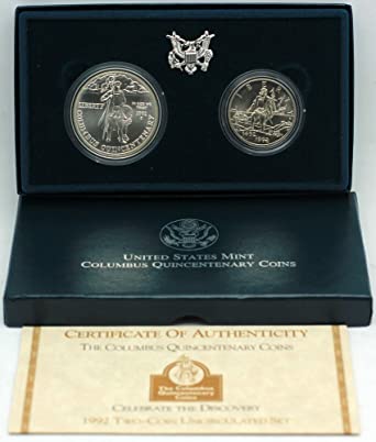 1992 Columbus Uncirculated Commemorative 2 Coin Set