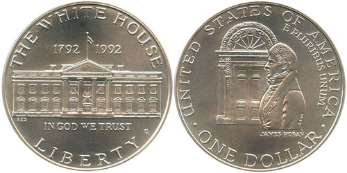 1992 White House 200th Anniversary Uncirculated Silver Dollar Commemorative