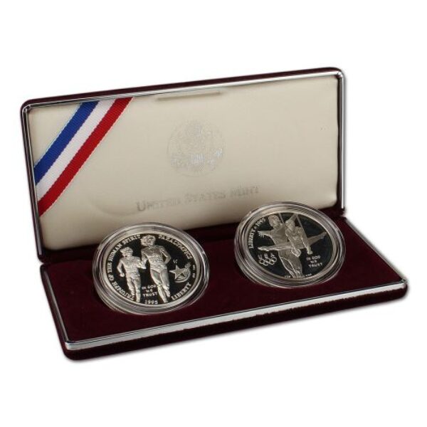 1995 Olympic Gymnast and Blind Runner Proof Commemorative 2 Coin Set