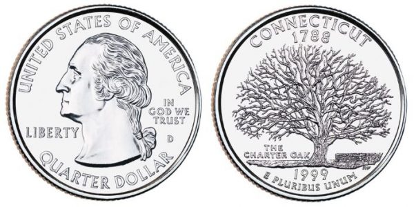 1999 Connecticut State Single Quarter Denver Mint!