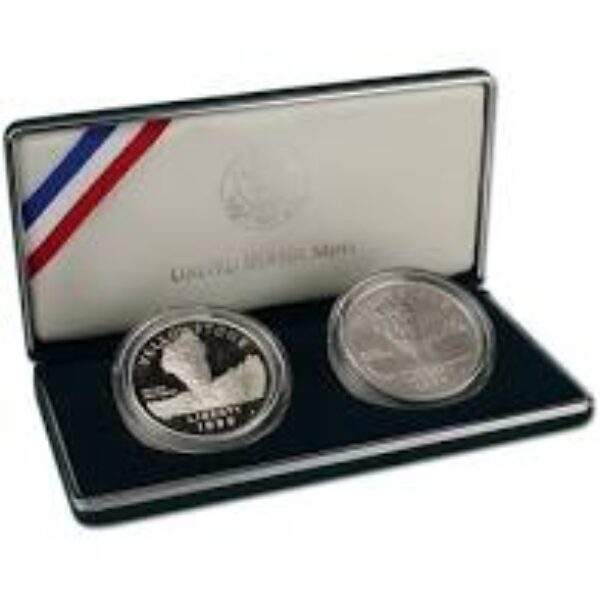 1999 Yellowstone Proof and Uncirculated Commemorative 2 Coin Set