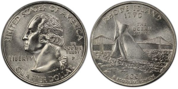 2001 Rhode Island State Quarter Roll Philadelphia Mint!