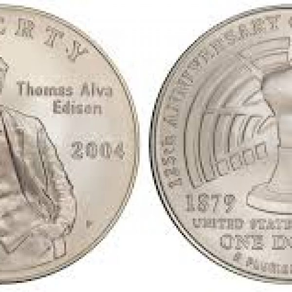 2004 Thomas Edison Uncirculated Commemorative Silver Dollar 