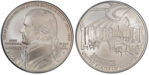 2005 John Marshall Uncirculated Commemorative Silver Dollar
