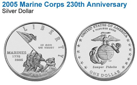 2005 Marine Corps Unc. Silver Dollar