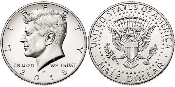 2015 Kennedy Half Dollar P mint mark