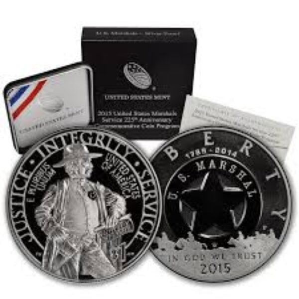 2015 United States Marshals Service 225th Anniversary Proof Silver Dollar