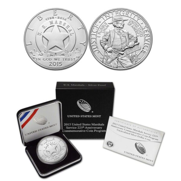 2015 U.S. Marshals Uncirculated Commemorative Silver Dollar 