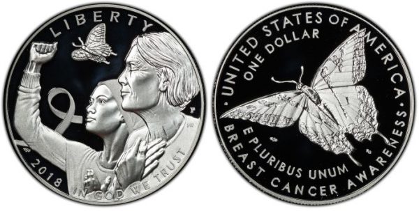 2018 Breast Cancer Proof Commemorative Silver Dollar