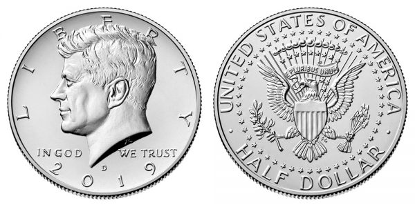 2019 Kennedy Half Dollar D mint mark