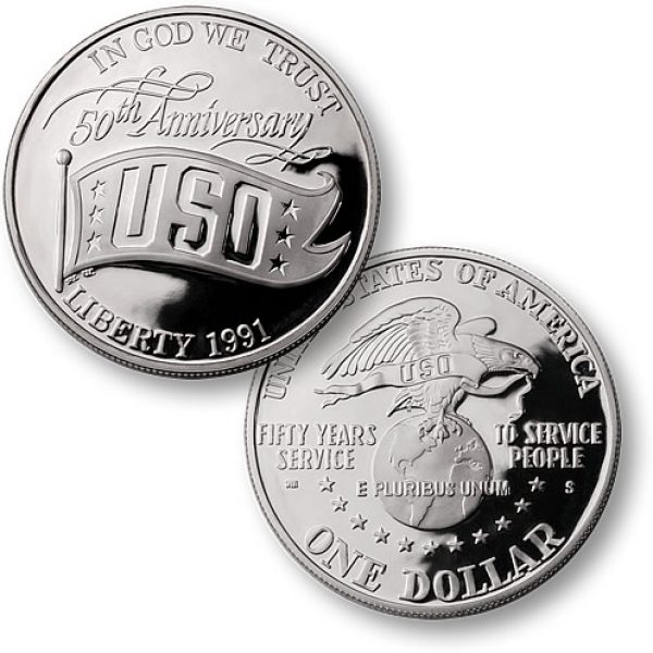 1991 USO Proof Silver Dollars