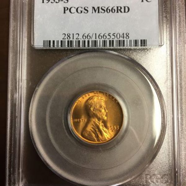 1953-S Wheat Penny in PCGS  MS66 RD 