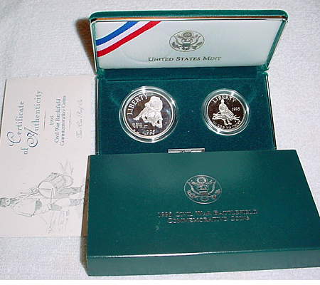 1995 Civil War two coin proof set
