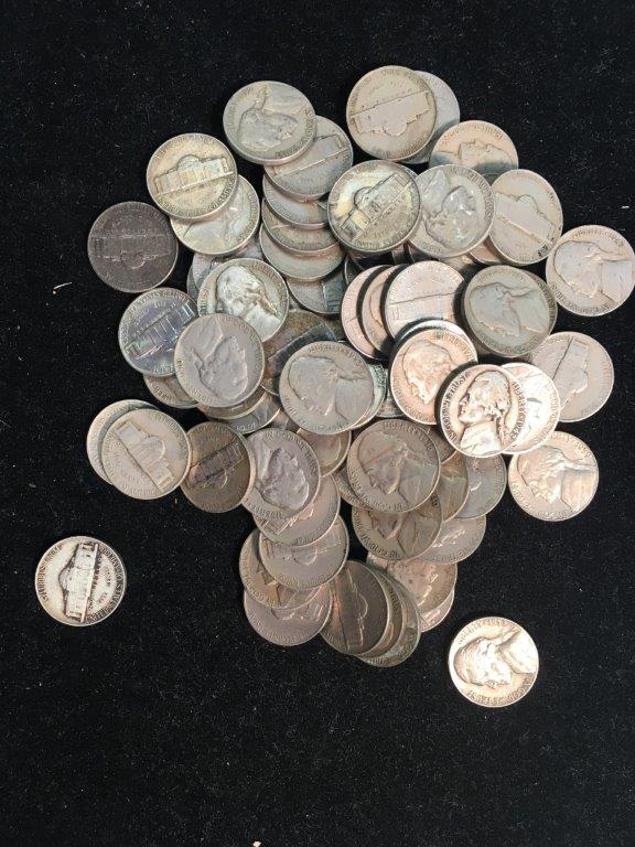 Mixed lot of 1000 Pre 1960 Jefferson Nickels. (1940-1959)