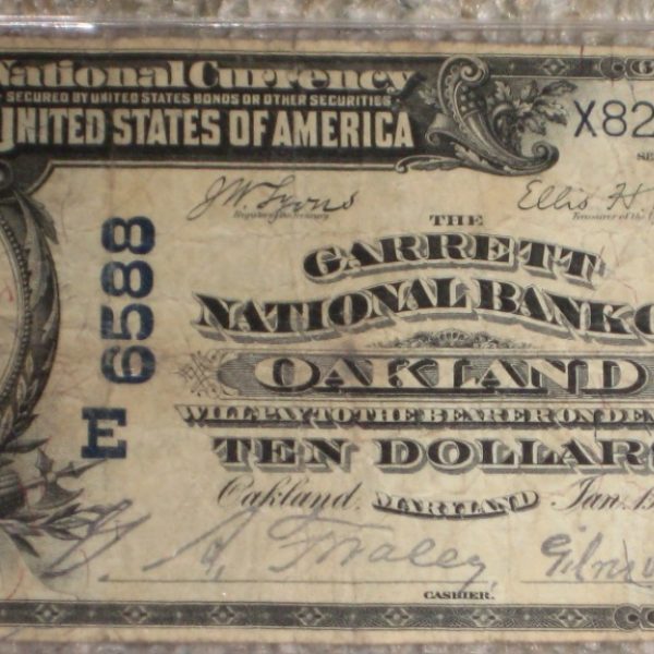Garrett National Bank of Oakland F/VF Plain Back 1902