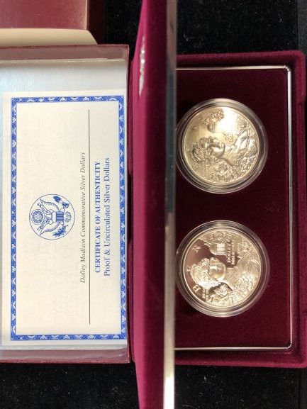 1999 Dolley Madison Proof and Uncirculated 2-pc Silver Dollars