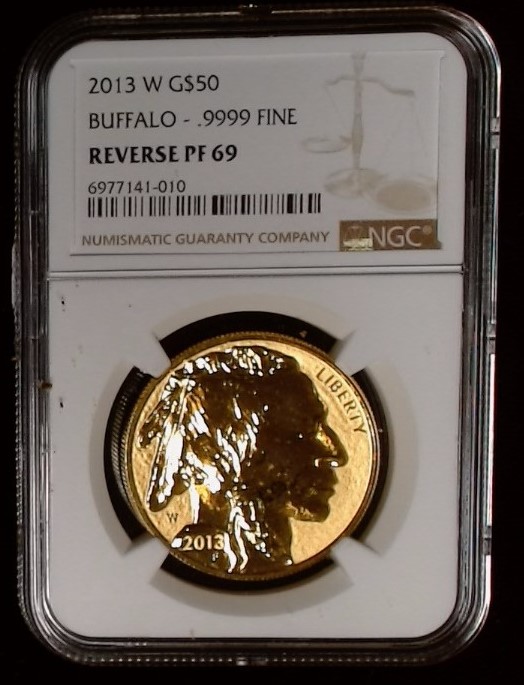 2013 W 1 oz $50 GOLD BUFFALO REVERSE PF69