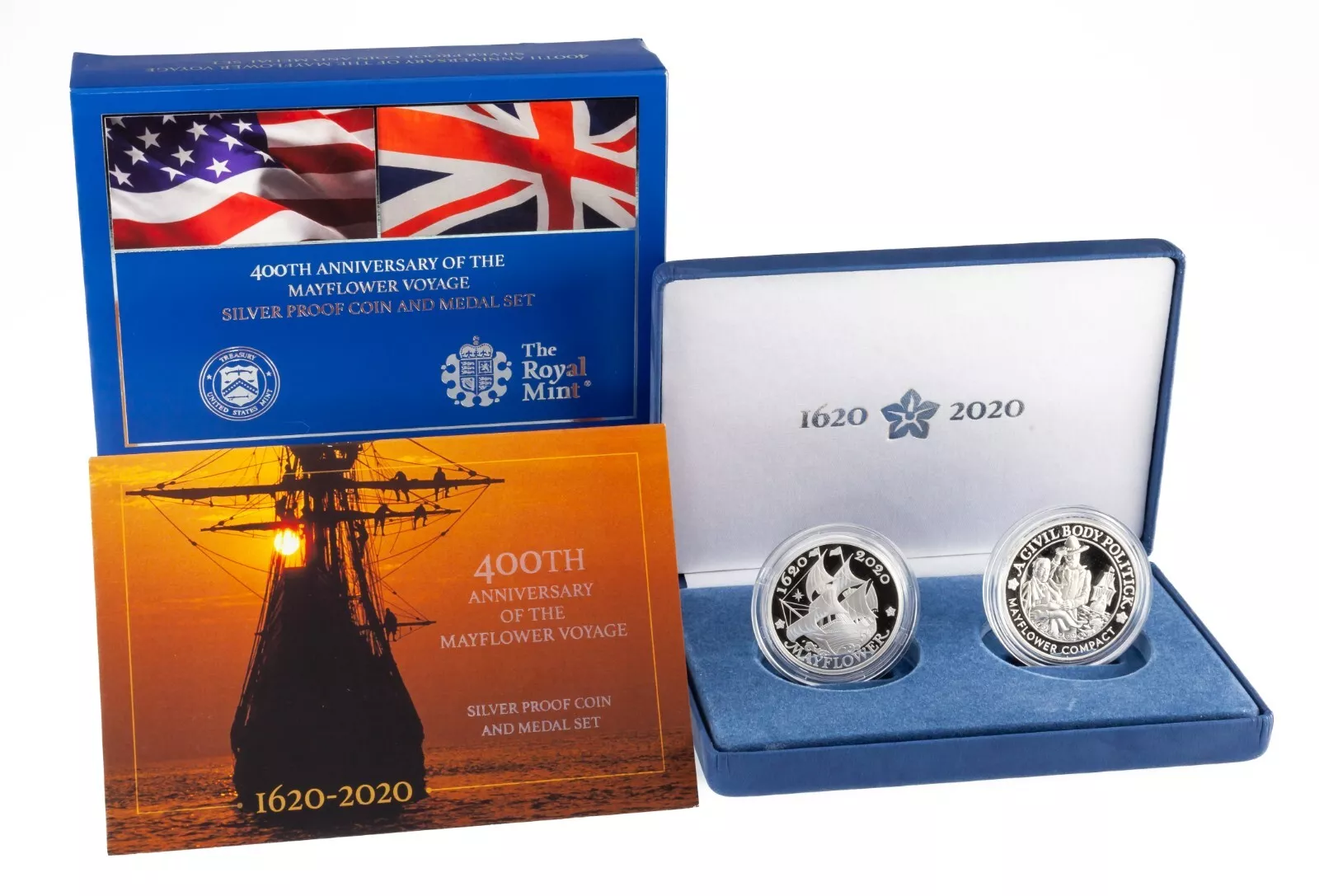 400th Anniversary of the Mayflower Voyage Silver Proof Coin and Medal Set