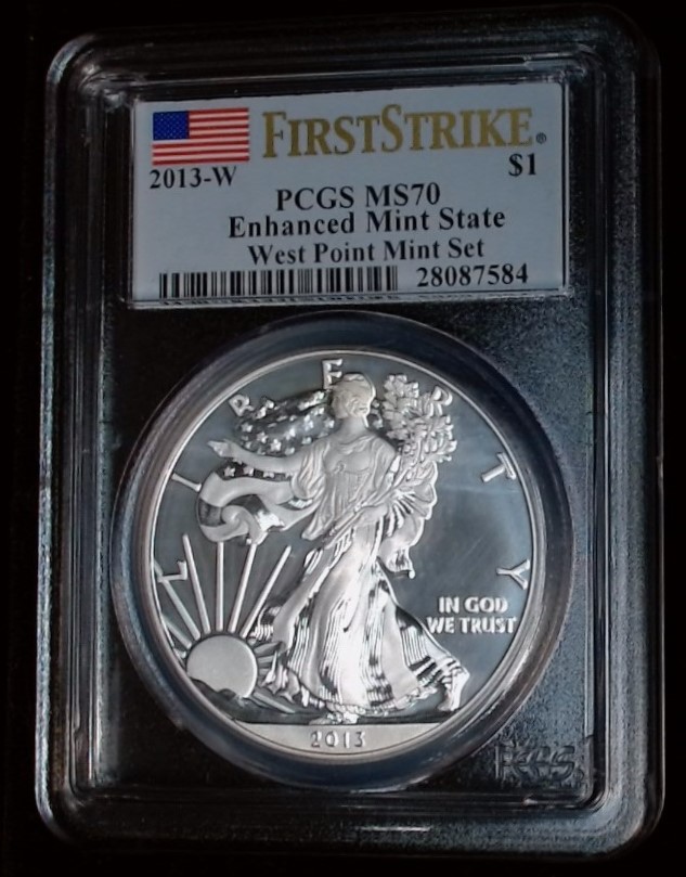 2013W 1 Silver Eagle First Strike PCGS MS70 Enhanced Mint