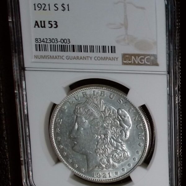 1921 S Morgan Dollar AU 53