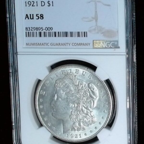 1921 D Morgan Dollar AU58 NGC