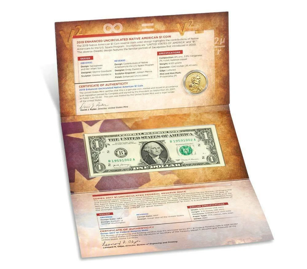 2019 Native American $1 Coin and Currency Set - Image 4