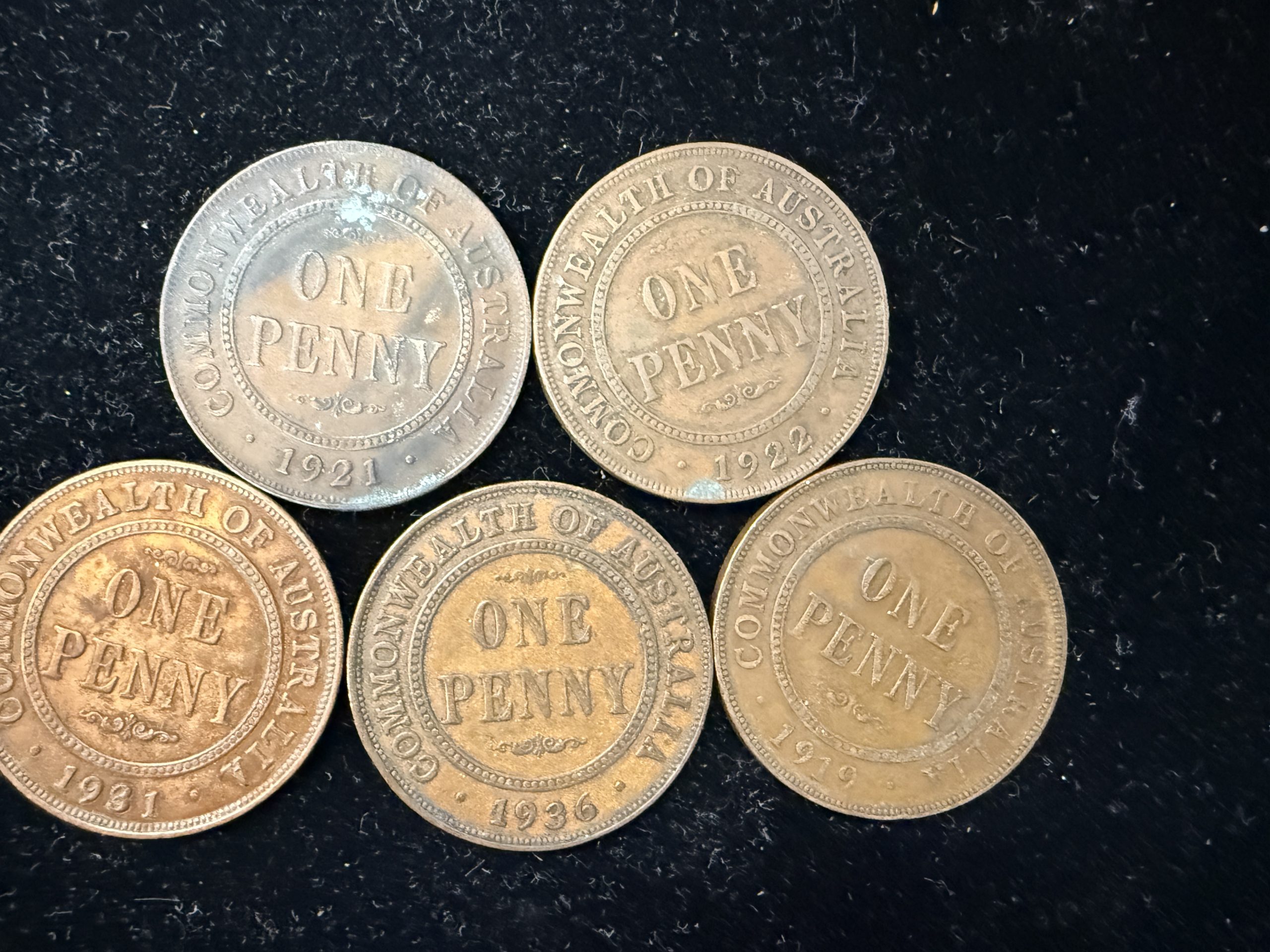 Australia Large Penny - Lot Of 5 George V Cent - Image 2