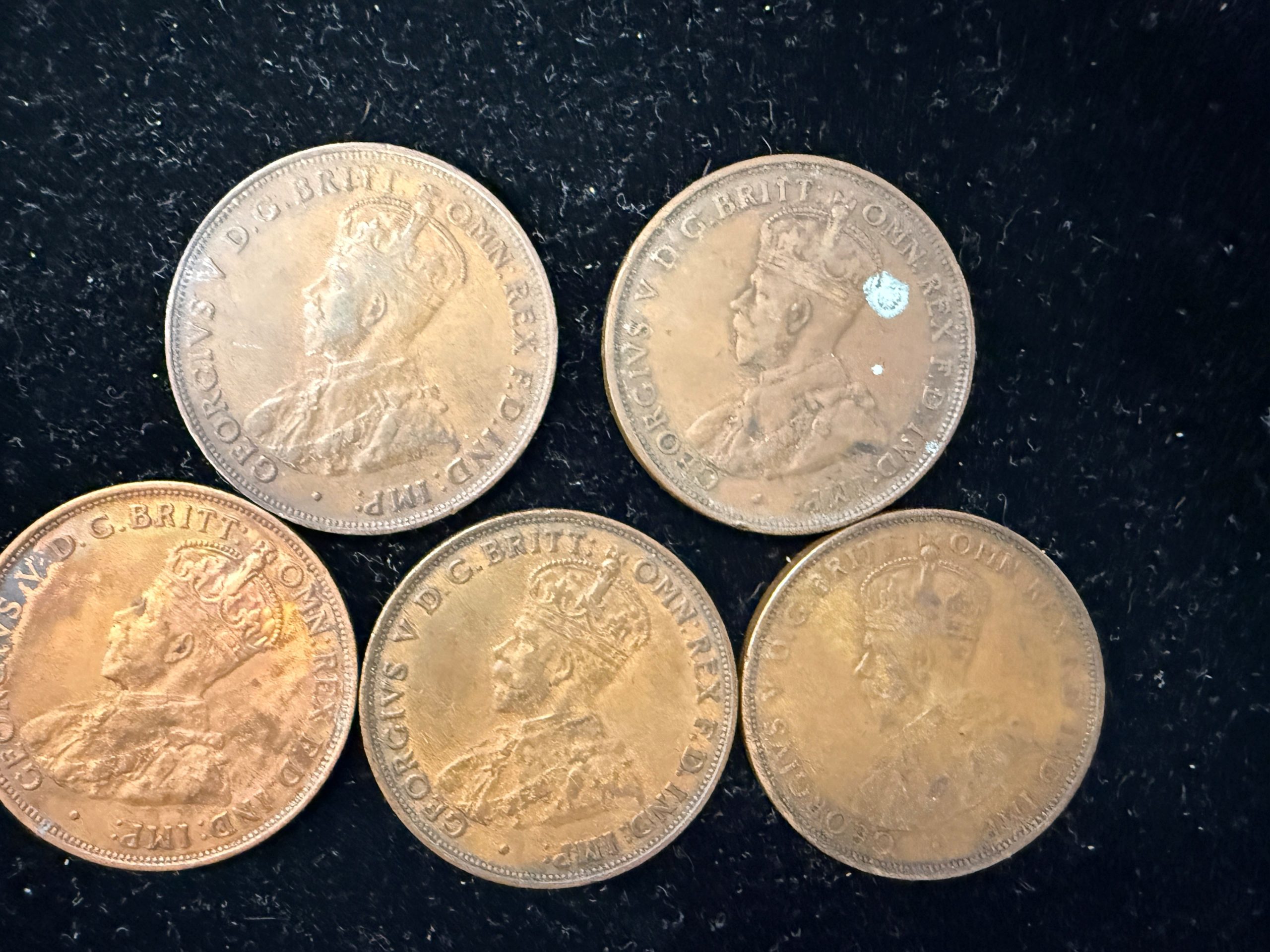 Australia Large Penny - Lot Of 5 George V Cent
