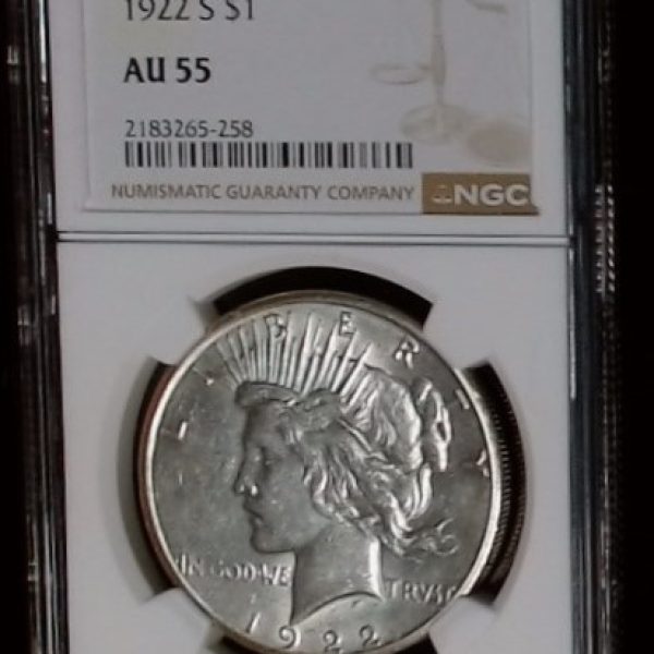1922 S Peace Dollar AU55 NGC