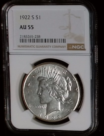 1922 S Peace Dollar AU55 NGC
