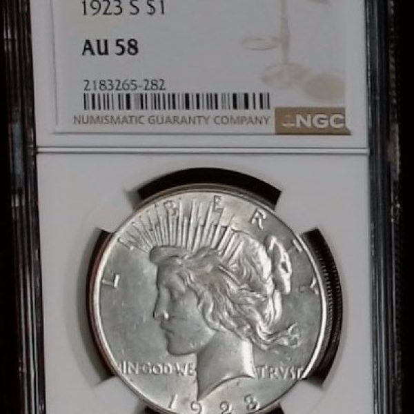 1923 S Peace Dollar AU58 NGC