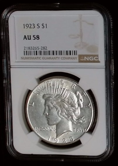 1923 S Peace Dollar AU58 NGC